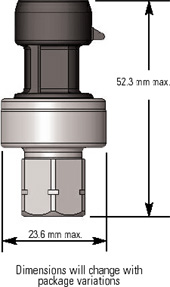 AP2 Dimensions: 23.6 mm maximum wide by 52.3 mm maximum height (Dimensions will change with package variations)